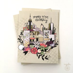 New York City Karte - Happy NYC Geburtstag, NYC Karte New York Grußkarte, Happy Birthday New York City, New York Blumen, Gartenkarte