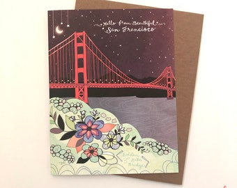 San Francisco Card - Golden Gate Bridge Greeting Card, san francisco city cards paper goods, beautiful bridge