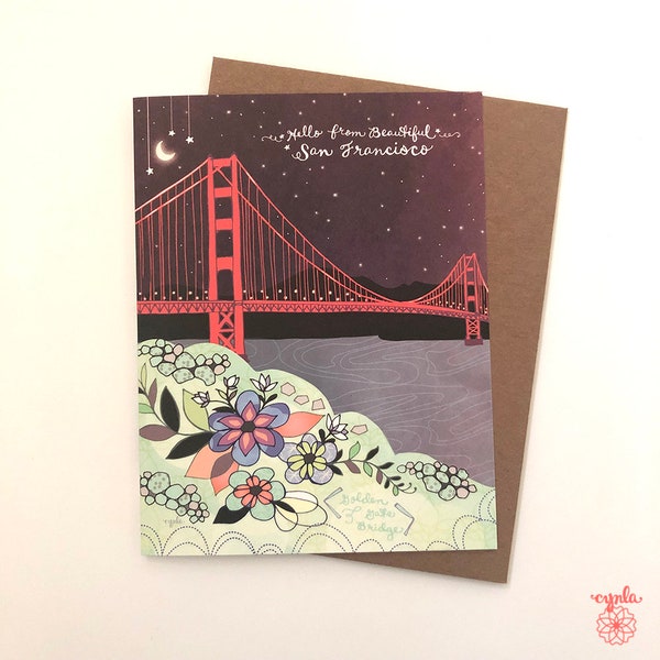 Golden Gate Bridge Greeting Card Etsy