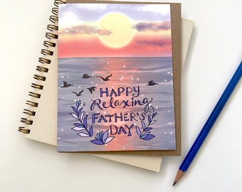 Dad Sunset greeting card - Father's Day greeting card, dad ocean lake, oceanfront, relax dad