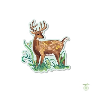 Buck Deer Sticker - deer stickers 3.2 inch vinyl woodland forest male deer Antlers animal stickers Forest animal deer lover hiker nature