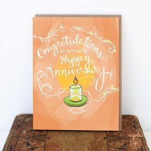 Tarjeta de aniversario con vela: felicitaciones, feliz boda, matrimonio, amor, regalo de aniversario para pareja, romance, tarjeta de aniversario juntos para siempre