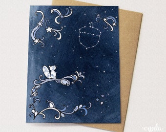 Starry Squirrel Happy Birthday Card - Constellation, Woodland Animal, squirrel lover gift,