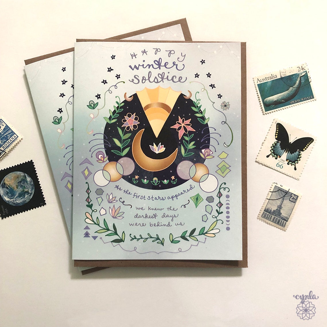 Winter Solstice Card BOX of 8 Holiday Cards Yuletide Xmas Etsy UK