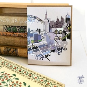 New York City Skyline Card NYC card New York Card empire state card new york birthday card NYC birthday wedding announcement card NYC