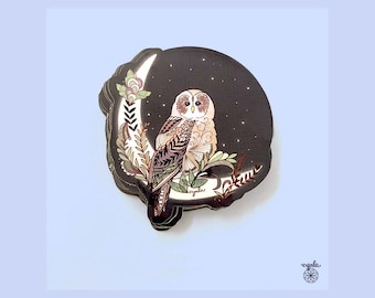 Owl Sticker celestial moon starry for water bottle mystical boho design bullet journal decal unique gift laptop sticker night owl lover art