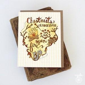 Chestnuts Christmas Card Holiday family traditions card fun woodland christmas card recipe greeting card squirrel christmas holiday card image 3
