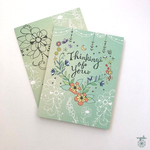 Thinking of you greeting Card - thinking of you card love card friendship sympathy, family, flowers friendship card support cards mint green