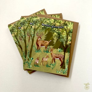 Deer Greeting Card doe deer birthday card buck forest deer family fawns woodland animal birthday card outdoor travel hiking lover deer image 2