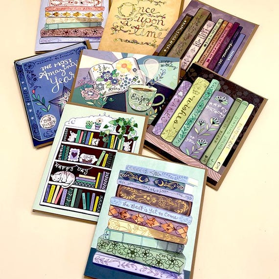 BOOK Lover card set book theme gift librarian mom story book card teacher cozy reader gift idea book club bibiliophile bookish reading lover