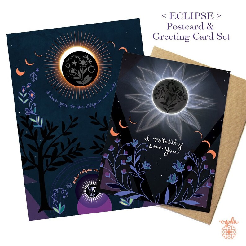 Eclipse Greeting Card solar eclipse totality love funny cute card solar eclipse card blank friendship thank you card thinking of you gift love card + postcard