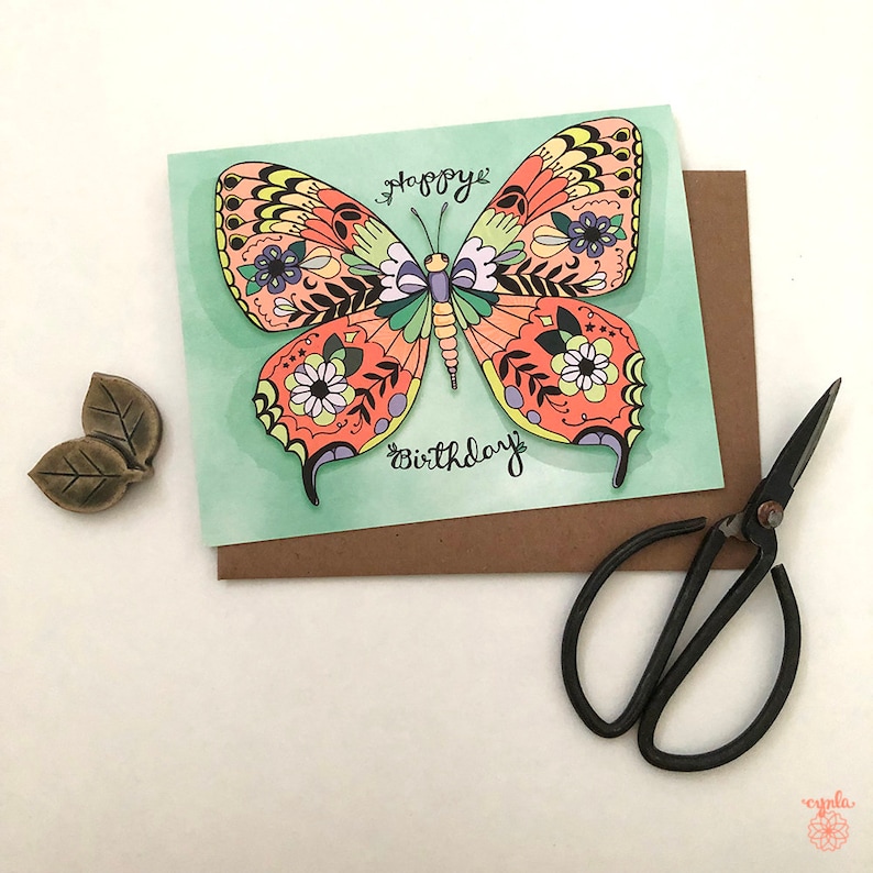 Butterfly Birthday Greeting card butterfly card, butterfly birthday card, monarch paper goods, butterfly lover gift image 2