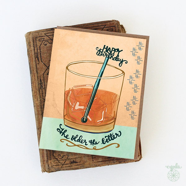 Whiskey Birthday Card - whisky birthday card, happy birthday drink card, mens birthday gift, mens greeting card, dad birthday card