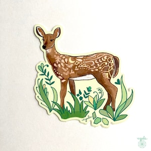 Doe a Deer Sticker -  female deer stickers 3.2 inch vinyl deer stickers pretty deer forest woodland sticker for water bottle or laptop gift