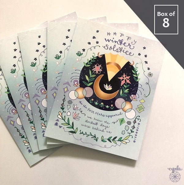 Winter Solstice Card BOX of 8 Holiday Cards Yuletide Xmas Etsy UK