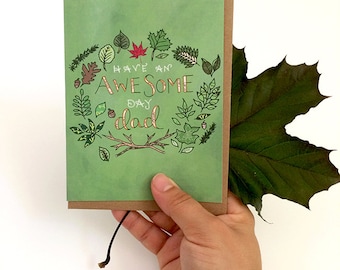 Dad card - Father's Day Card - Awesome Day Dad - Greeting Cards, Holiday Cards, Leaves, Leaf card