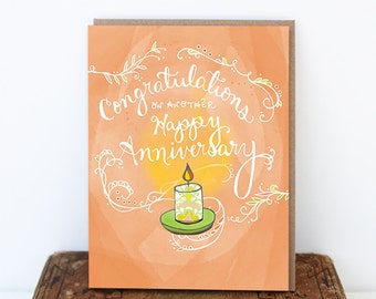 Candle Anniversary Card - Congratulations Happy Anniversary