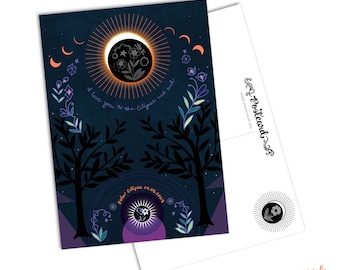 2024 Total Eclipse Postcard Print - 5 x 7 -zonsverduistering totaliteit liefde grappige schattige kaart zonsverduistering kaart leeg vriendschap denken aan je