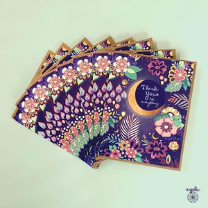 crescent moon star card elegant moon and wildflower paper good heartfelt thanks step mom Art by Cindy LaColla ©cynla