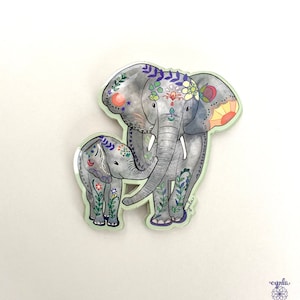 Adesivo elefante - mamma elefante, adesivi elefantino Vinile da 3 pollici bellissimi adesivi per animali amo le carte degli elefanti mamma e cuccioli di elefante