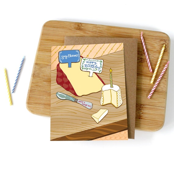 Cheese Birthday Card Cheese Card Happy Birthday Cheese Etsy