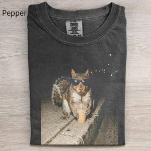 Squirrel With Sunglasses And Iced Coffee Shirt, Funny Animal Meme Tee, Cool Squirrel Graphic Top, Coffee Lover Gift, Indie Streetwear