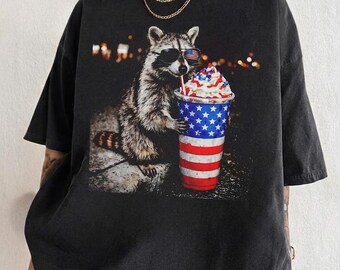 Comfort Colors Raccoon 250th Anniversary Shirt, Vintage Raccoon Drinking Meme Tee, 4th Of July Tee, USA 250th Anniversary Gift