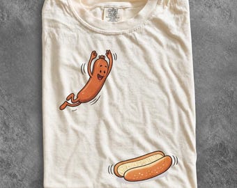 Funny Hot Dog Jump Shirt, BBQ Lover Tee, Cute Foodie Gift, Summer Picnic Shirt, Sarcastic Food Graphic Tee, Grill Master Gift