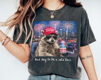 Comfort Colors Raccoon 4th of July Shirt, Vintage Raccoon Drinking Beer Meme Tee, Bad Day To Be A Cold Beer Tee, 250th Anniversary Gift