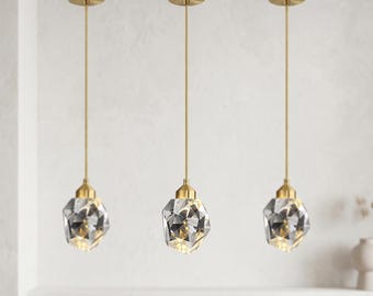 K9 Crystal Pendant Light | Gold Minimalist Chandelier, Modern Hanging Lamp