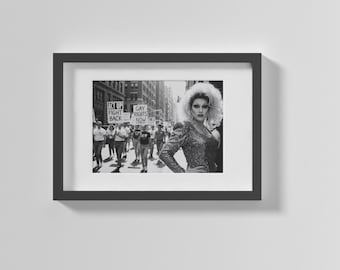ACT UP Gay Rights Print, 1980-talets Drag Queen-protestaffisch, Queer History Wall Art