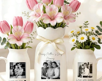 Personalised Vase, Mothers Day Gifts, Gift For Her, Gift For Mum, Photo Gifts, Ceramic Vase, Personalised Gifts, Custom Gifts, Mum Gifts
