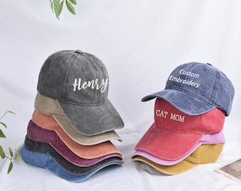 Gepersonaliseerde hoed, geborduurde hoed met aangepast logo, retro honkbalhoed, vintage stijl truckerhoed, vaderdagcadeau voor moeder uniseks honkbalhoed