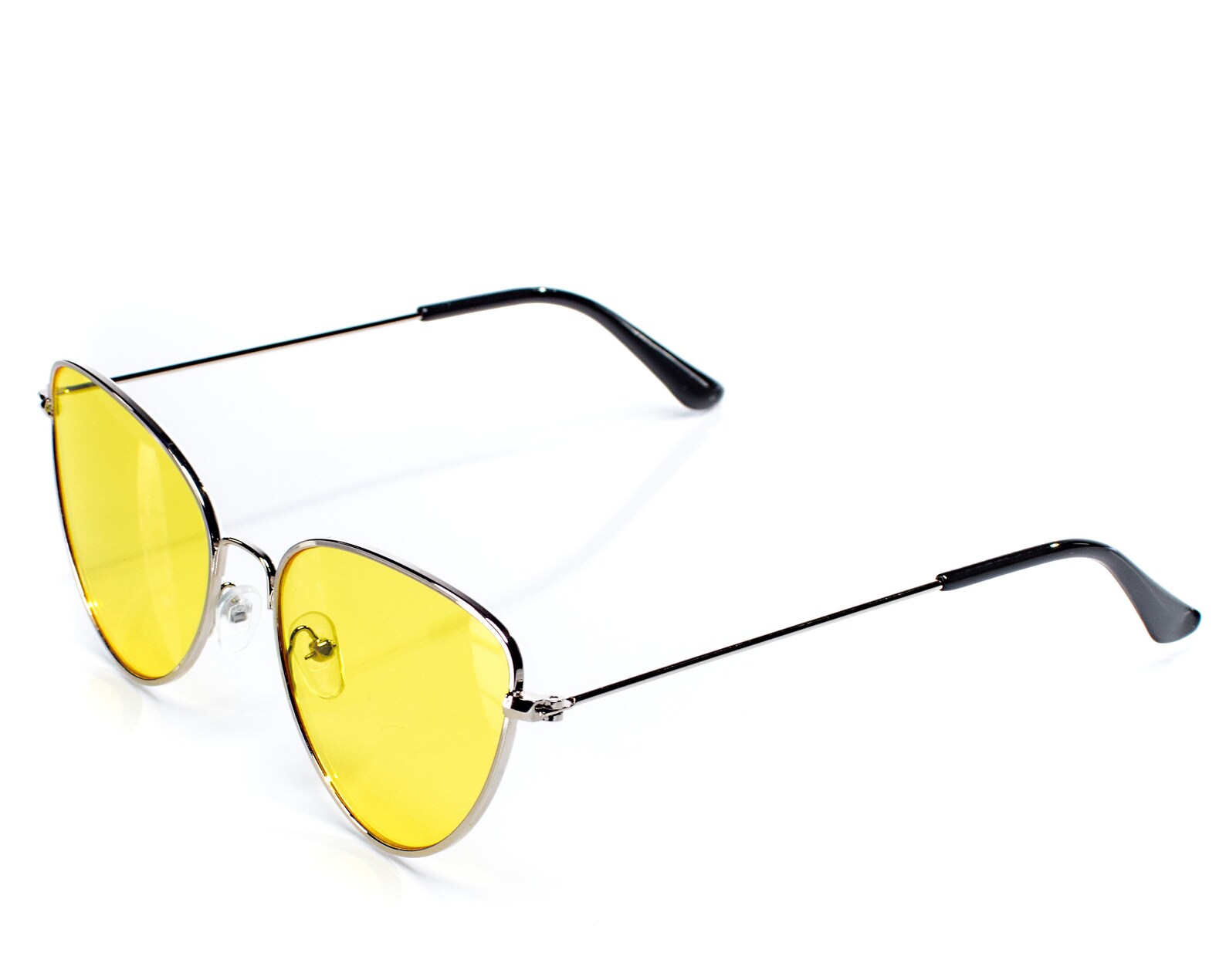 Yellow 90s Sunglasses Designer Cat Eye Gold Metal Frame Shades Etsy