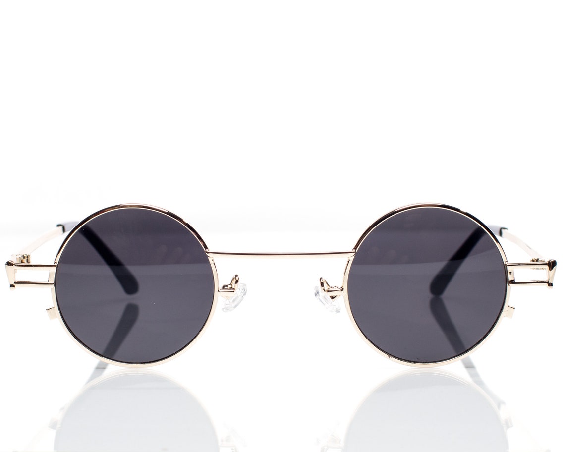 Small Steampunk Goth Sunglasses Black Lense Vampire Shades 90s Etsy