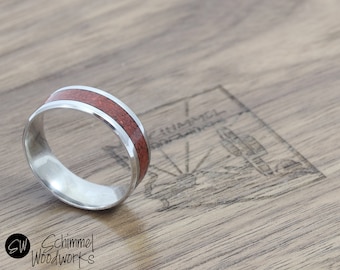 Red Pipestone Stone Stainless Steel Ring