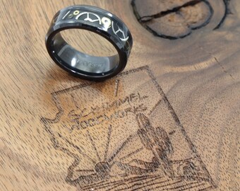 Steampunk Black Ceramic Ring - made with real watch gears