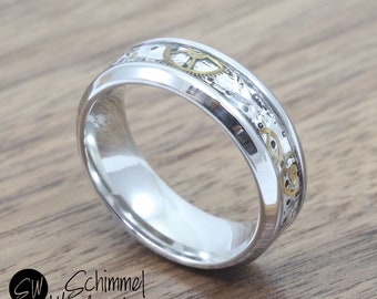 Steampunk Ring - Made with real Watch Gears -  Stainless Steel