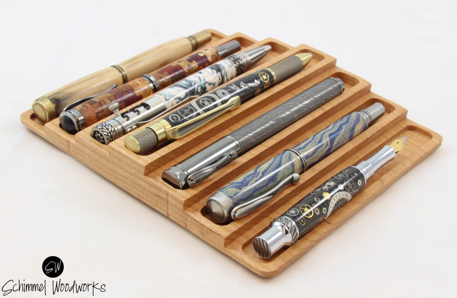 Walnut Pen tray Cherry Pen tray. 7 pen wood Pen display.