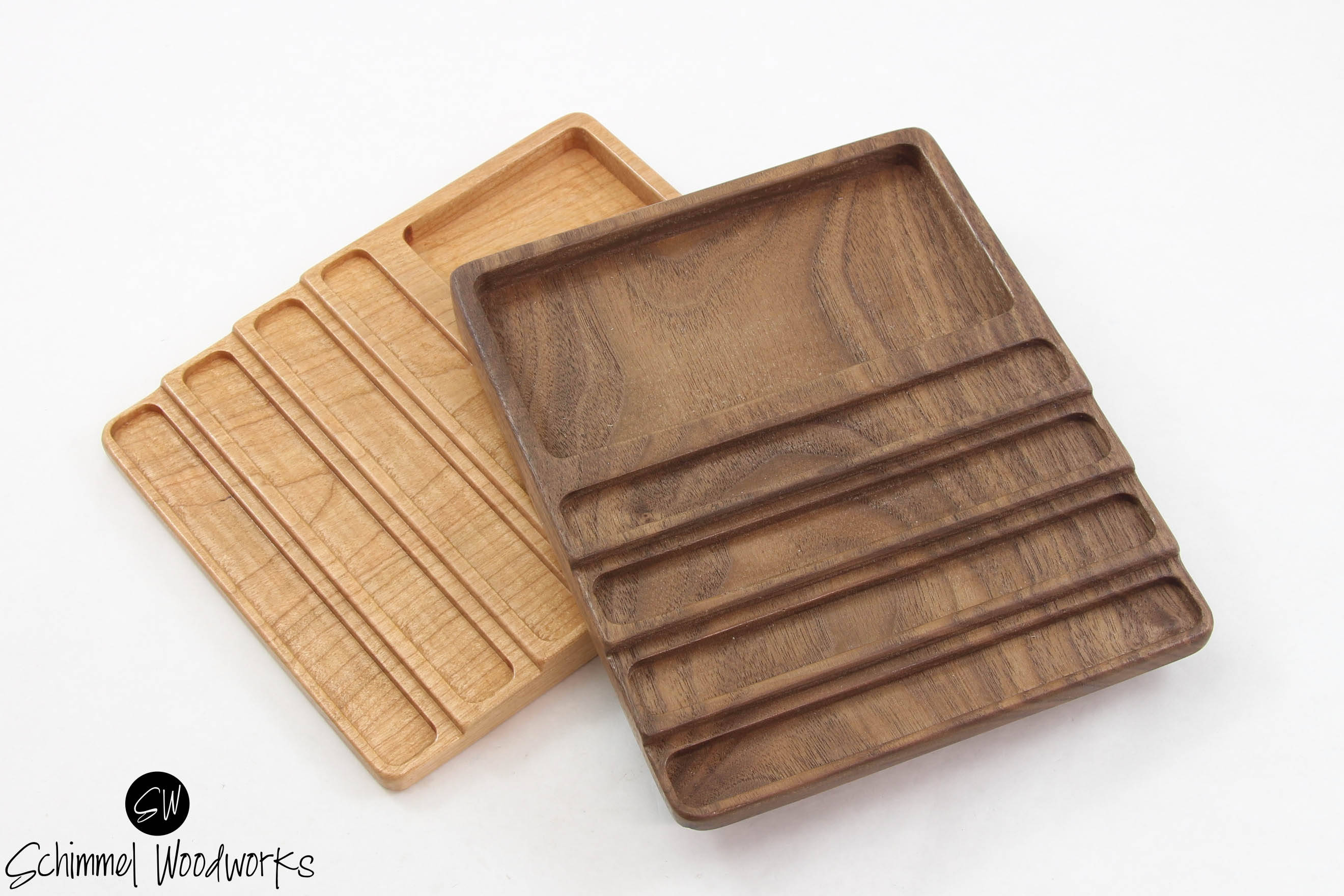 Cherry or Walnut wood Pen tray with Desk Organizer. Pen tray