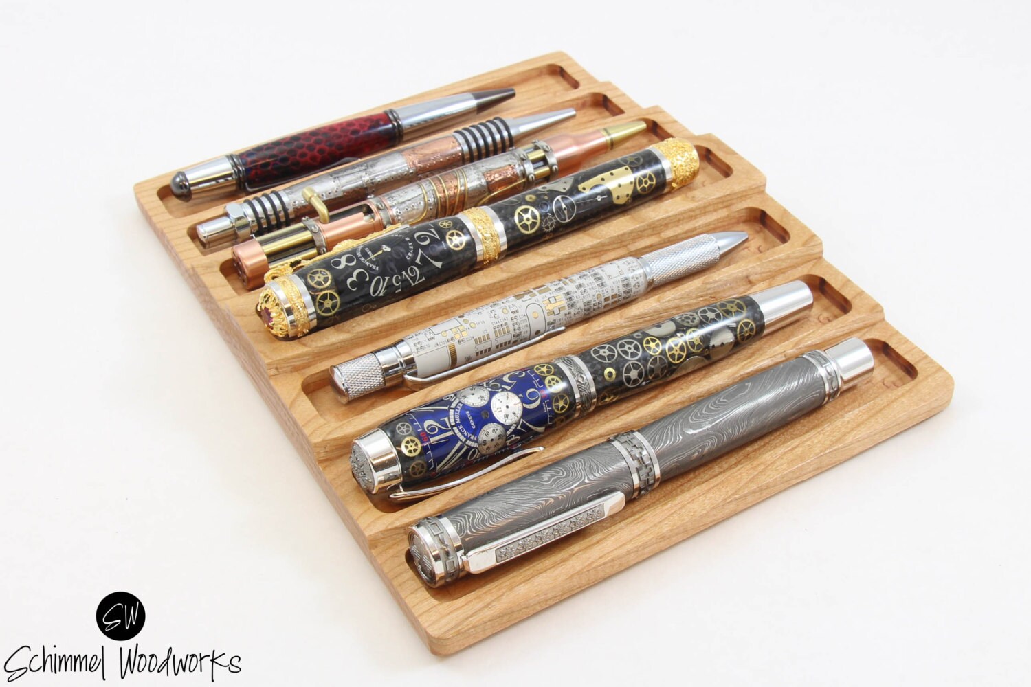 Cherry Pen tray. Fountain pen tray XL size , Wood Pen gift