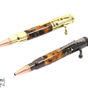 Mini Bolt Action Bullet Pen - Orange & Black