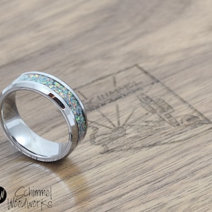 Titanium ring with opal