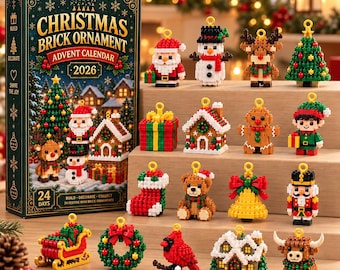 24-Day Christmas Brick Advent Calendar, Mini Ornaments for Brick Lovers (2026)