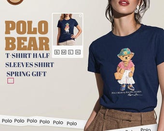 T-shirt Polo Bear – Girocollo, Mezza manica, Maglietta casual primaverile, Maglietta stile regalo
