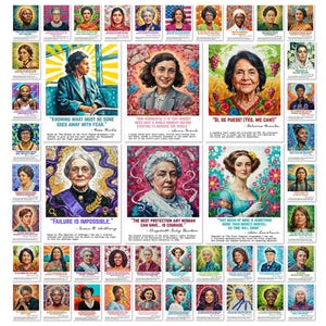 Women's History Month Posters, Set of 44 Bulletin Board Displays, Symbolic Masterpiece Printables (Digital Download)