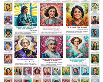 Women's History Month Posters, Set of 44 Bulletin Board Displays, Symbolic Masterpiece Printables (Digital Download)