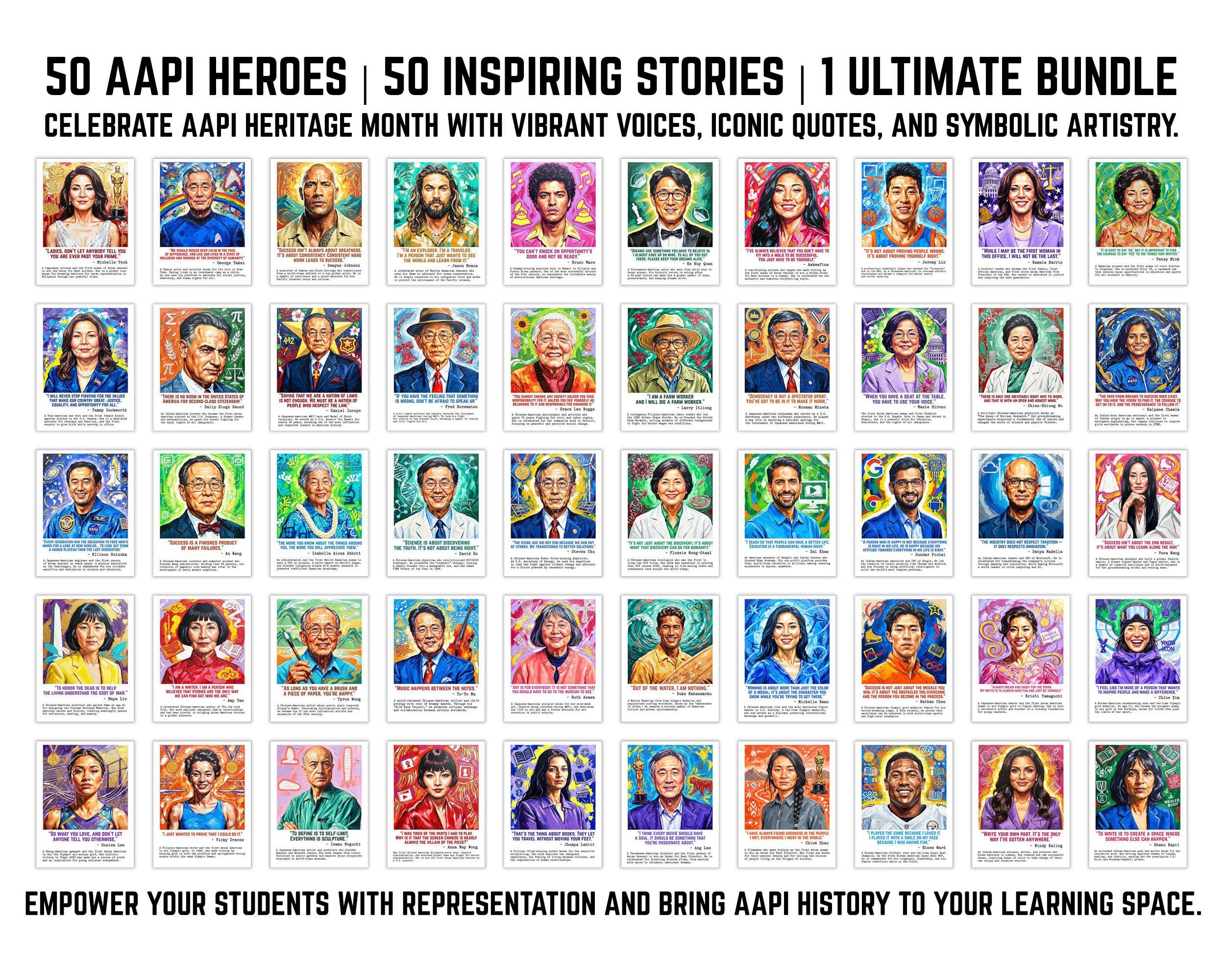 AAPI Heritage Month Posters, Set of 50 Bulletin Board Displays, Asian ...
