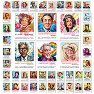 Pósteres del Mes del Orgullo LGBTQ, juego de 50 carteles para tablón de anuncios, decoración para el Mes de la Historia LGBT, imprimibles artísticos simbólicos (descarga digital)
