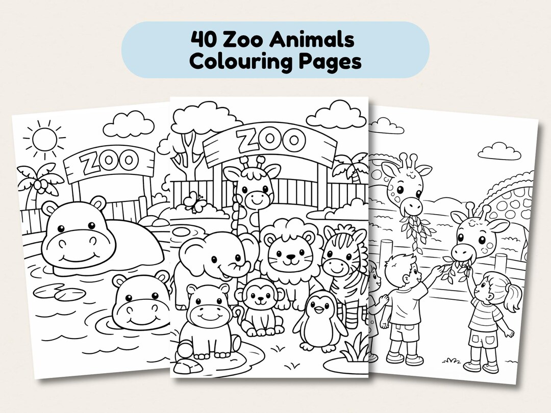 Zoo Animals Colouring Pages for Kids | 40 Printable Zoo Coloring Sheets ...